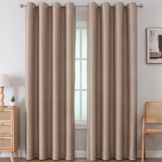 Airwill Blackout Curtains Set of 2 Window Curtain Panels Grommet Curtains for Living Room Bedroom Window - Thermal Insulated and Room Darkening (W52 x L72 Inch 2 Panels Coffee)